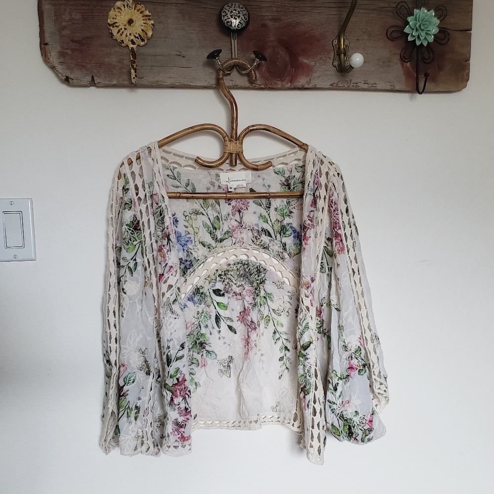 Anthropologie Brand Floral / Lace Shawl - One Size